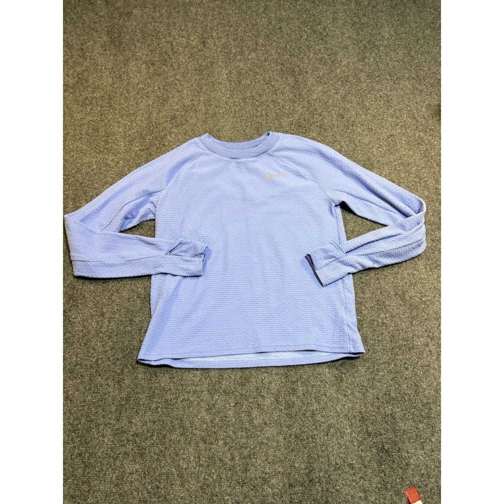 Nike Shirt Womens Medium Blue Long Sleeve Running Crew Neck Thermal Top Athletic